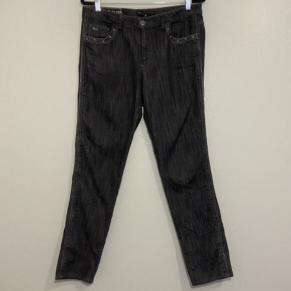 Marc by Marc Jacobs Straight Leg Dark Gray Zipper & Stud Embellished Jeans - Picture 1 of 8